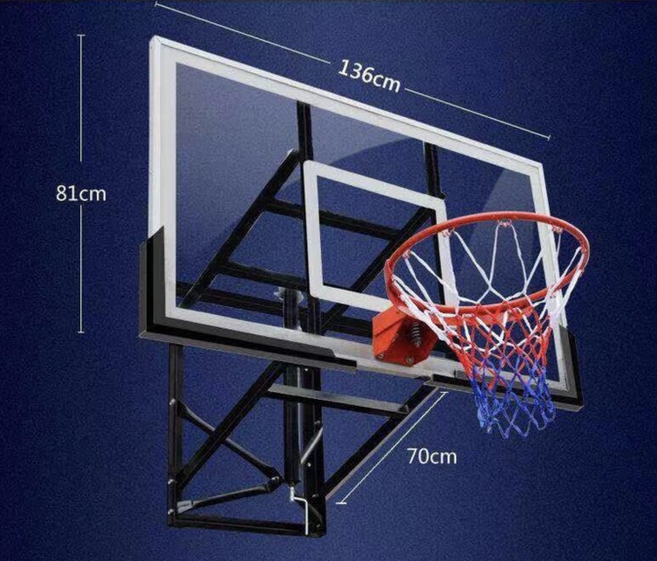 Wall-Mounted Basketball Hoop Dimensions and Measurements Photo