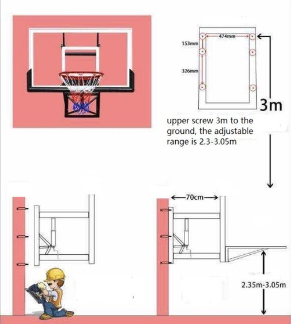 Wall-Mounted Basketball Hoop Installation Photo
